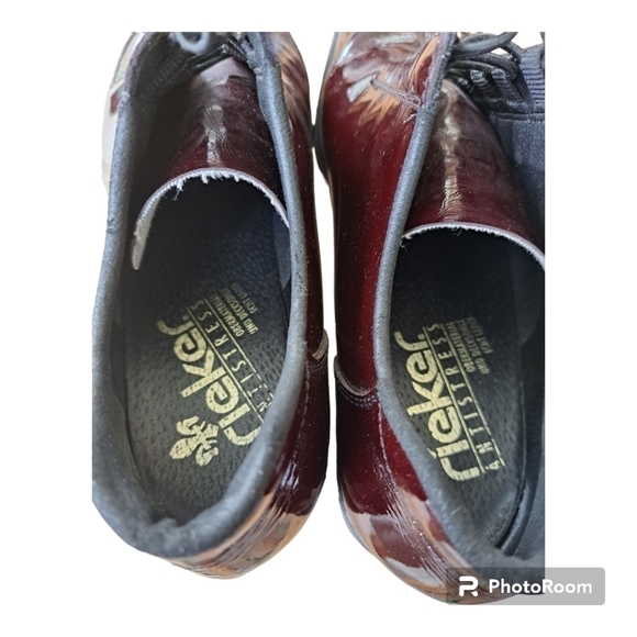 Rieker antistress bordeau patent leather women's shoes heel 1" size 38 - Picture 8 of 14